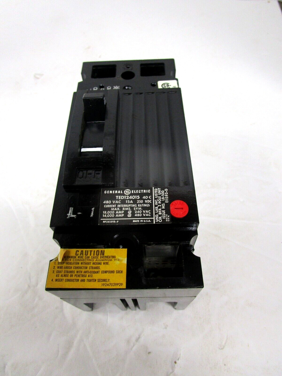 (1) General Electric TED124015WL TED Circuit Breaker Model 1 2Pole