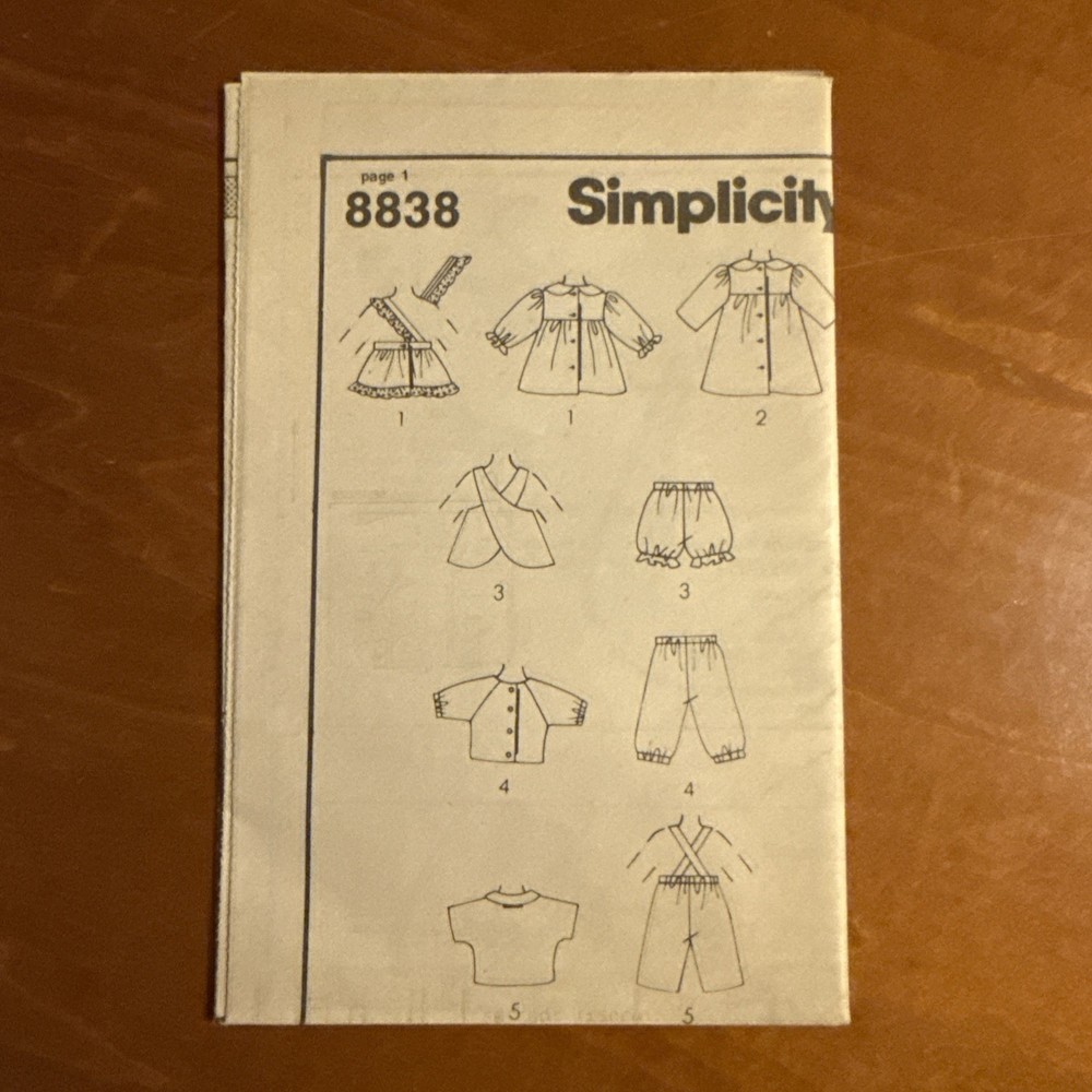 Simplicity Crafts Pattern No. 8838 16" & 18" Cabbage Patch Kid Wardrobe UNCUT
