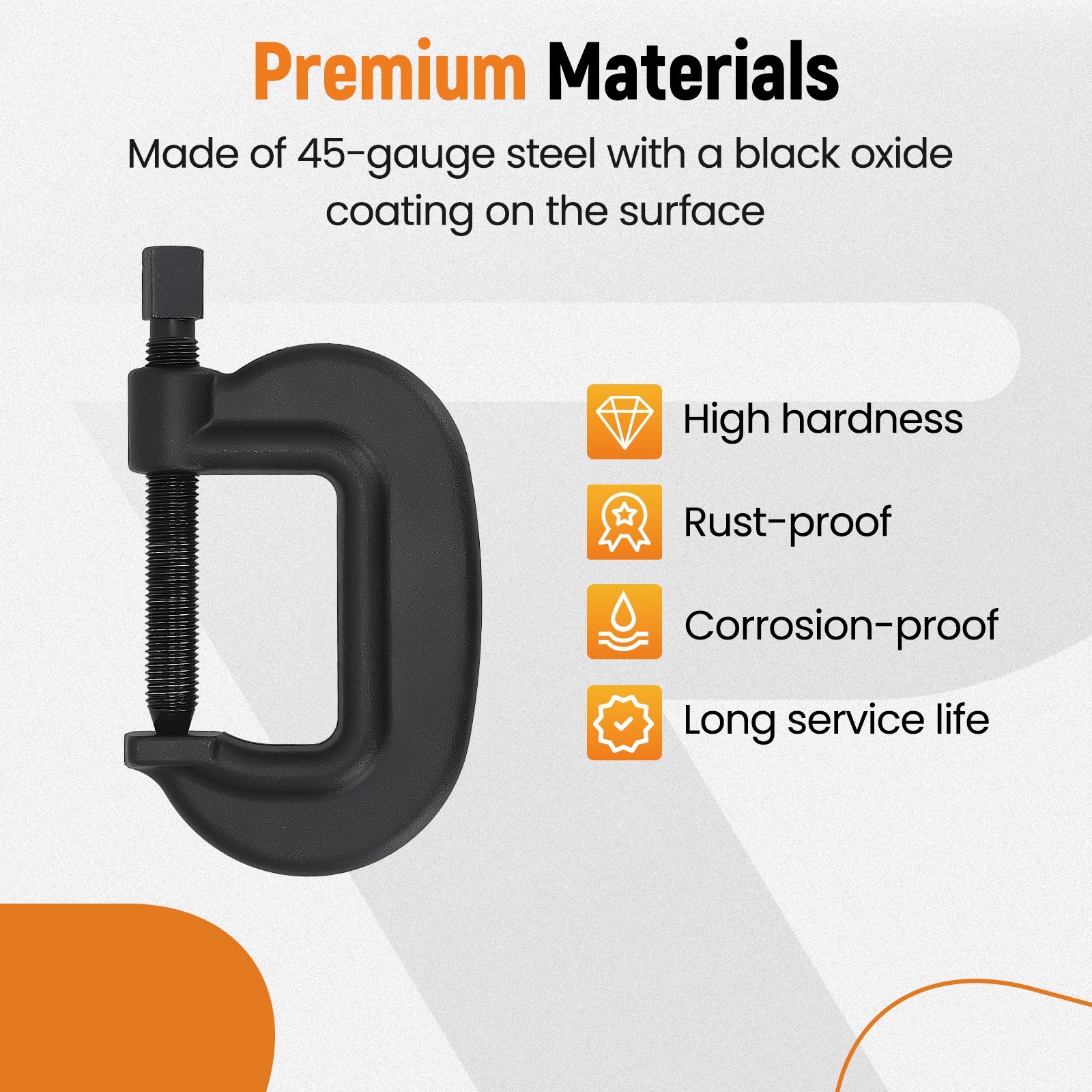 Heavy Duty Steel C-Clamp 4" Width 4.5" Opening Machinist Workshop Tool Black