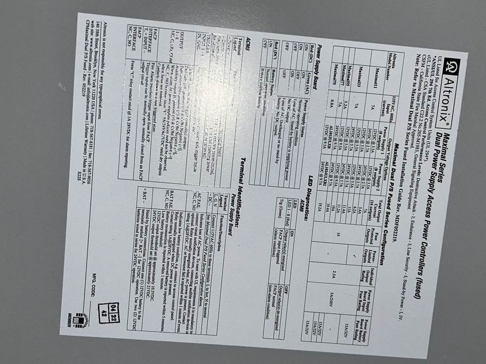 Altronix Maximal77 Access Power Controller 16-Output 24VDC Security Power Supply