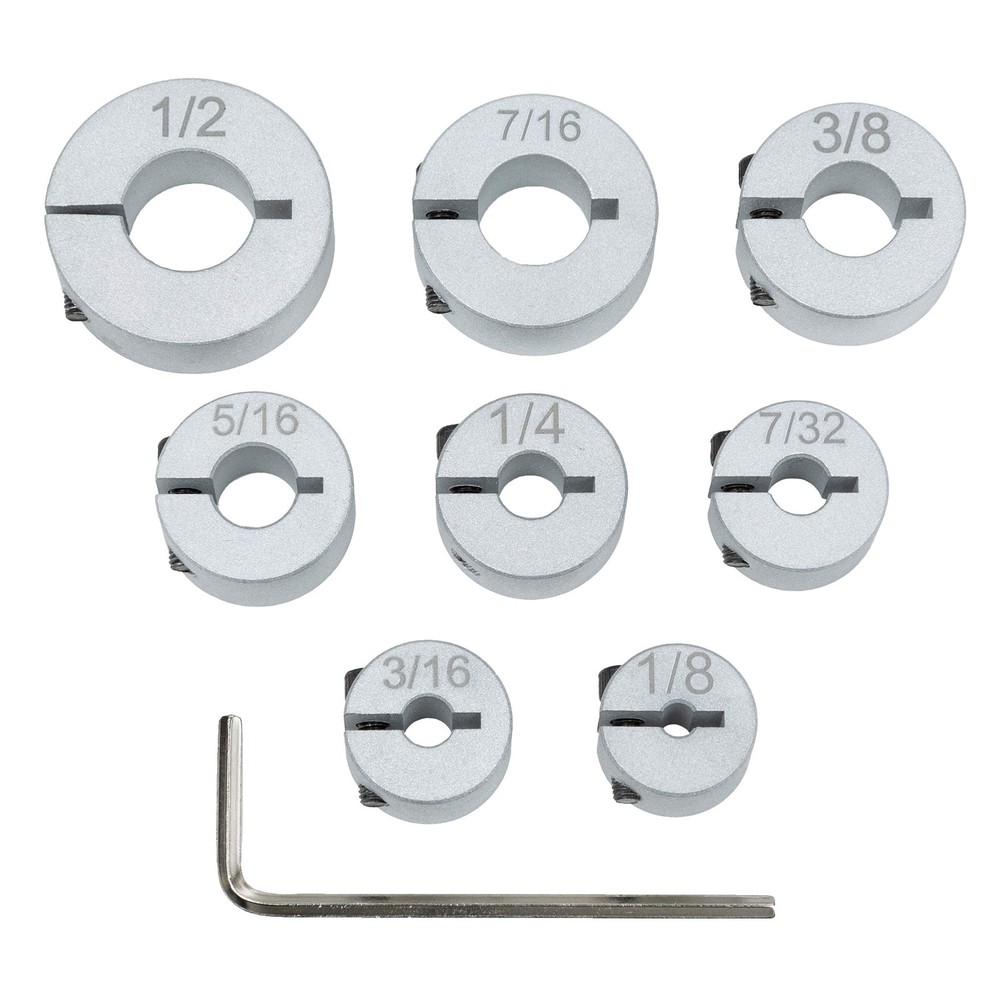 Professional Stop Collar Set - Drill Bit Depth - 8 Piece Kit white