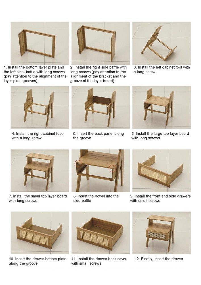 Bamboo Nightstand, End Table with Drawer, Bedside Table Sofa Side for Bedroom