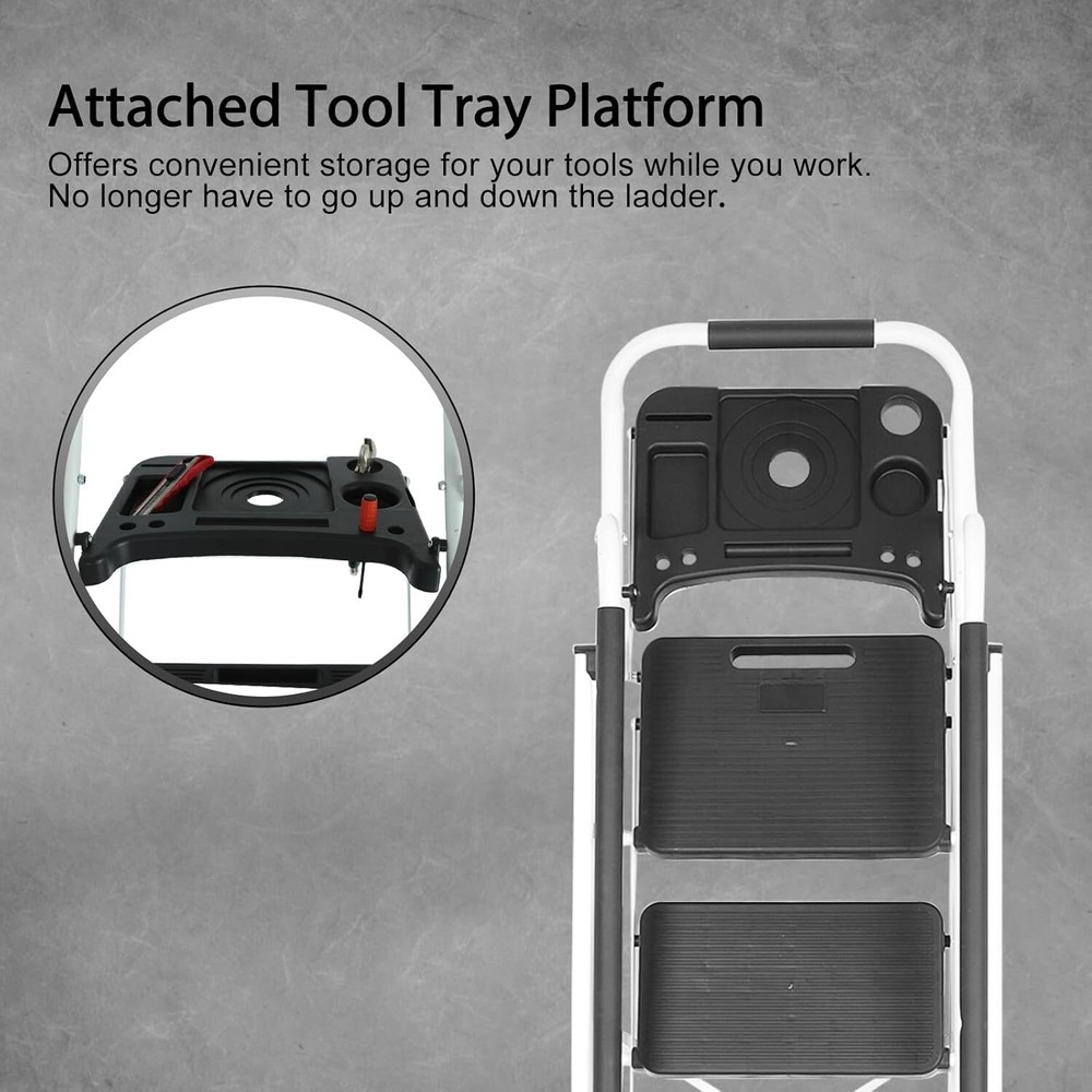 330 lbs 5 Step Ladder Handrails & Tool Tray Platform Folding Step Stool Ladder