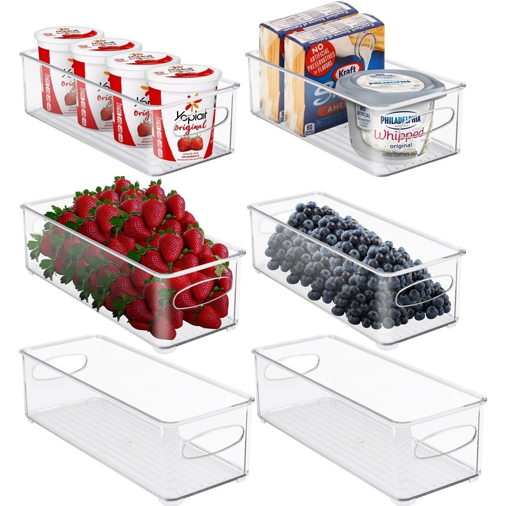 2-Pack Storage Bins Stackable Clear Pantry Organizer Box Bin Containers