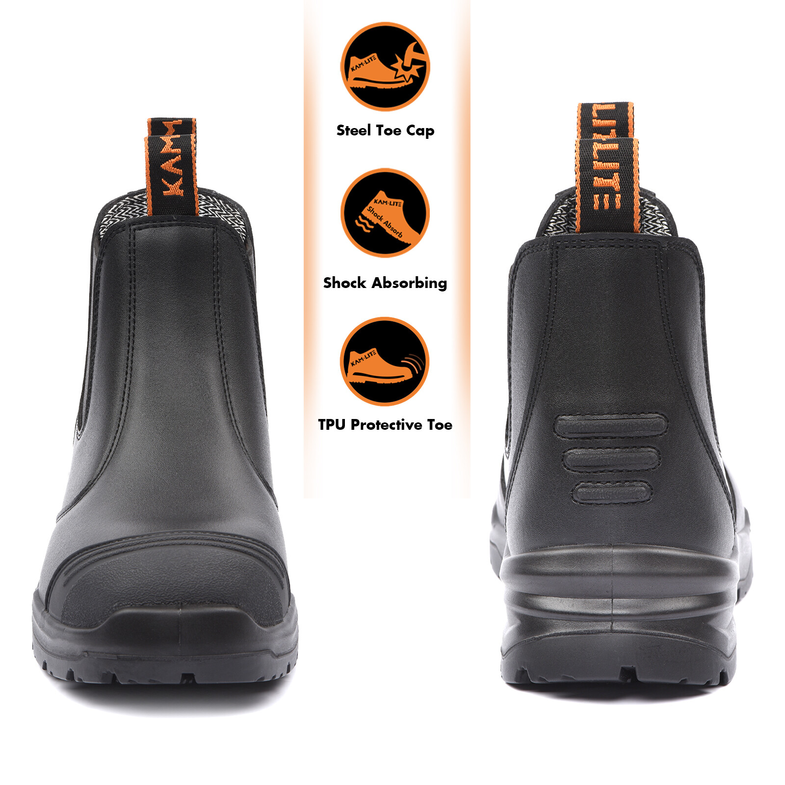 Work Boots for Men, Slip On Work Shoes, Steel Toe Cap Waterproof Safety Shoes