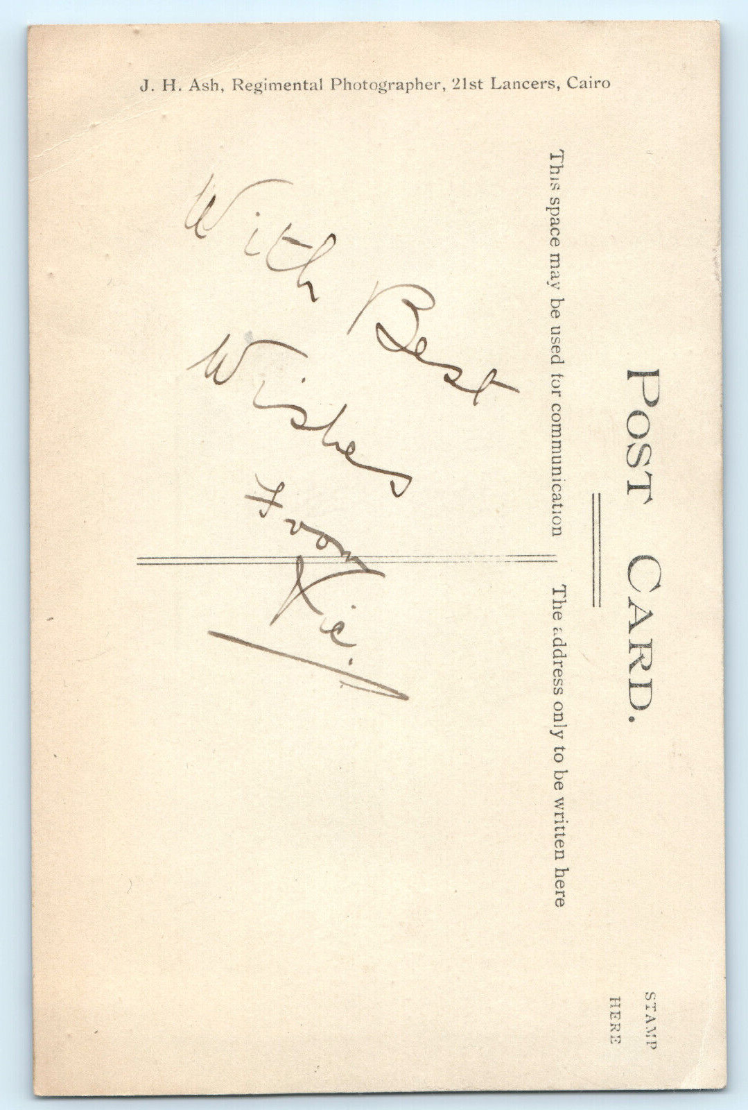 RPPC WWI British Soldier Army Cairo 21st Lancers Real Photo Postcard