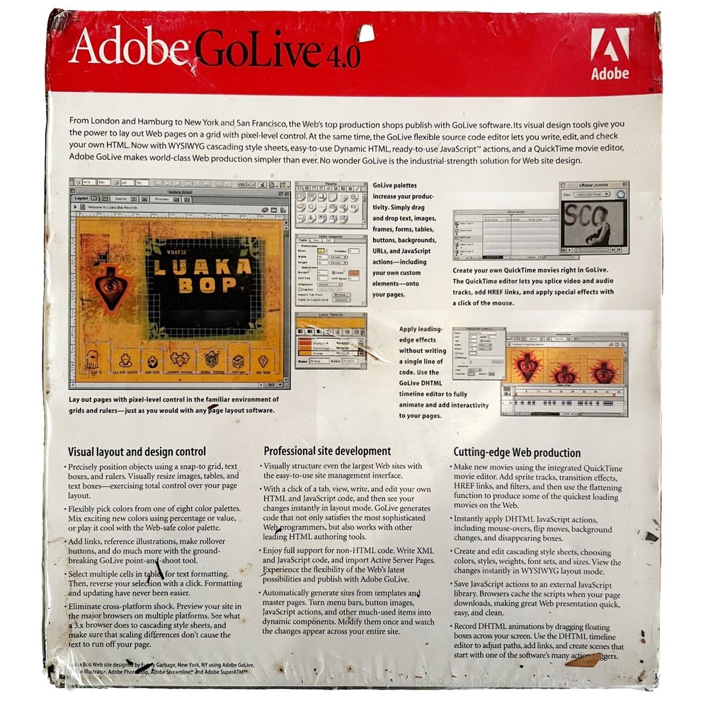 Adobe GoLive 4.0 Software Design Tools Kit Sealed NOS Educational Version ELEC