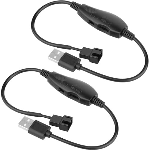 2 Pack USB 5V to 12V 4 Pin Fan Speed Adapter Controller Supported PC Cooling