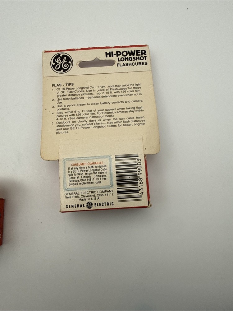 GE Hi-Power Longshot Camera Flashcubes / 2 Boxes 4 Cubes