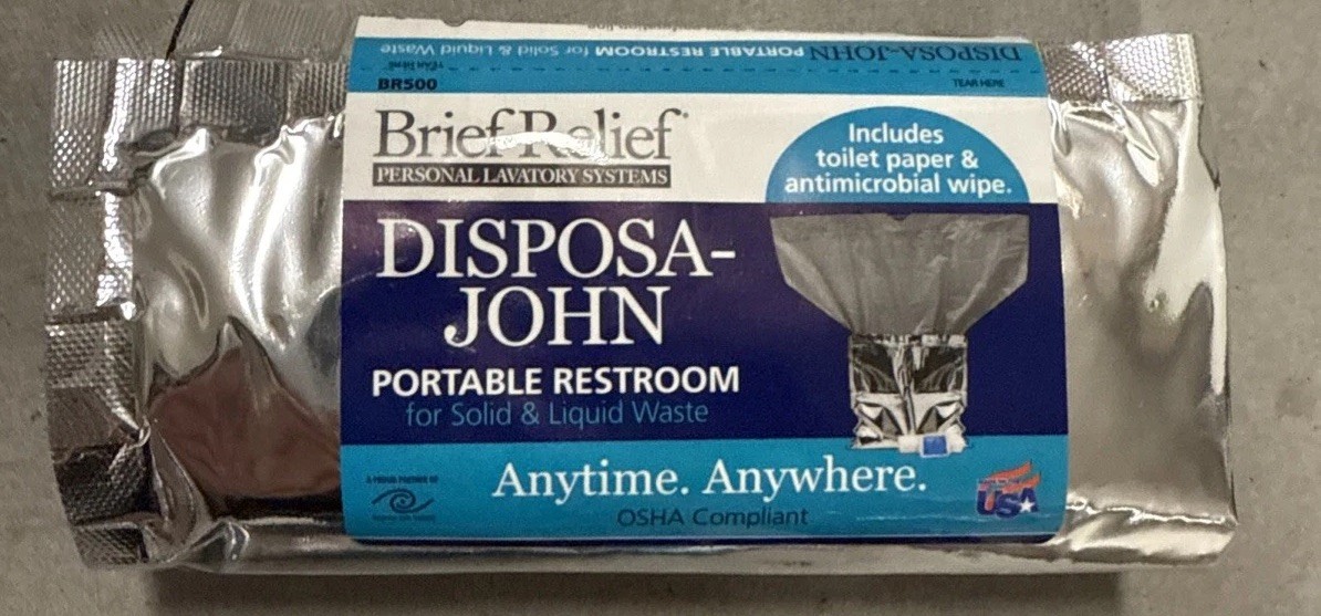 LOT OF 6 Brief Relief Disposa John Disposable Urinal Bags / Portable Restroom