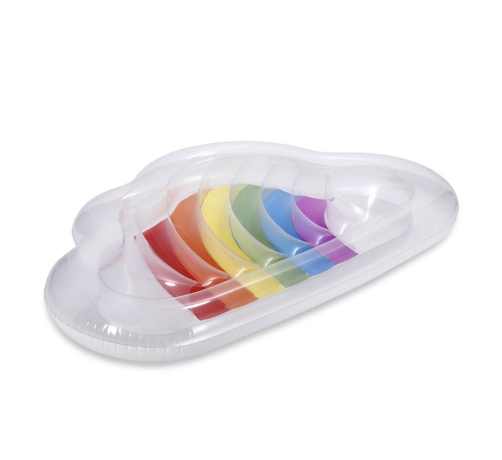 Play Day Inflatable Rainbow Swimming Pool Float 6FT Cloud Shape Summer Fun 💦