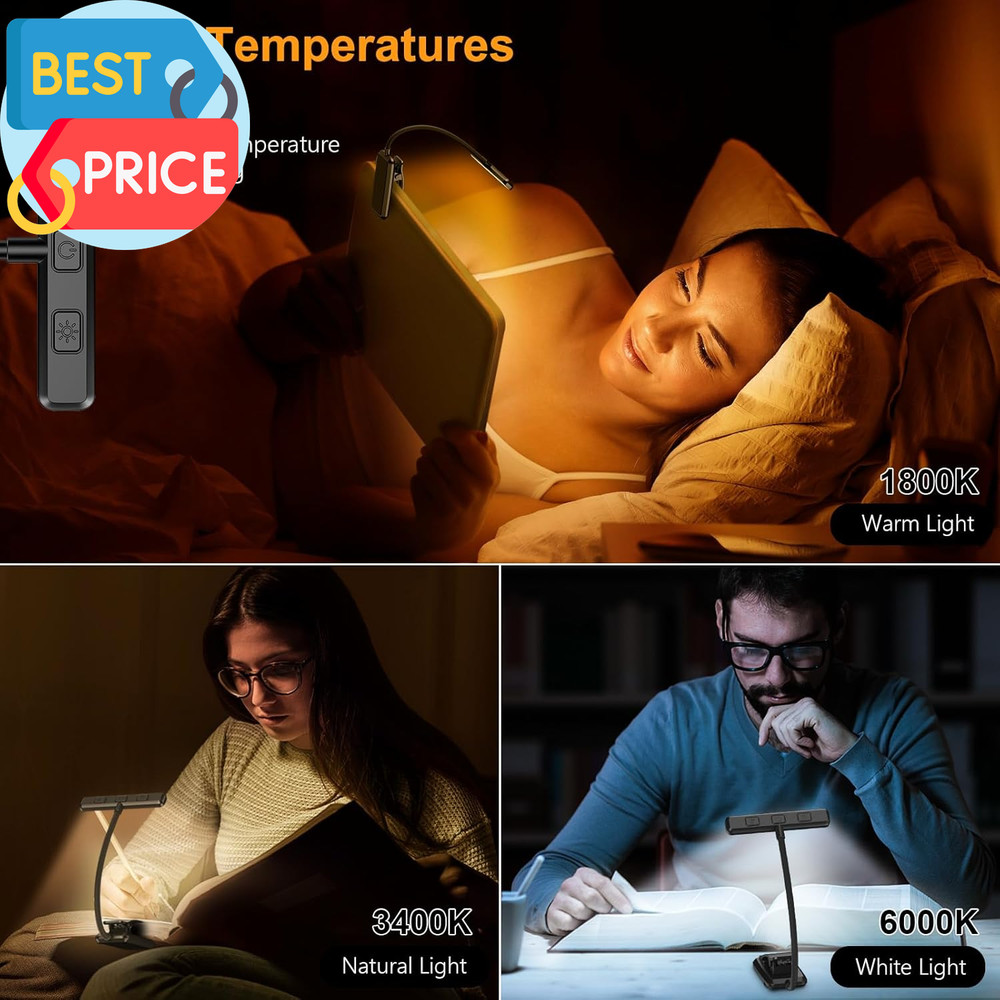 19 LED Rechargeable Book Light for Reading in Bed with Memory Function- Eye Cari