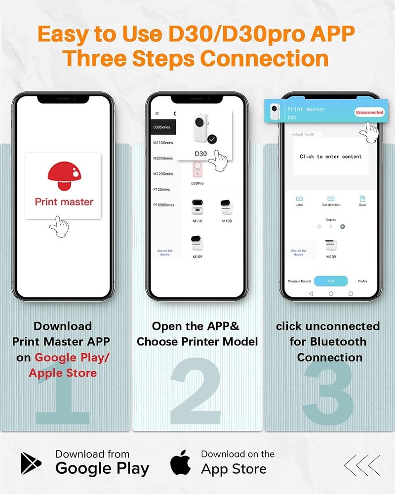 Phomemo D30 Label Maker Machine Portable Bluetooth Mini Thermal Label Printer