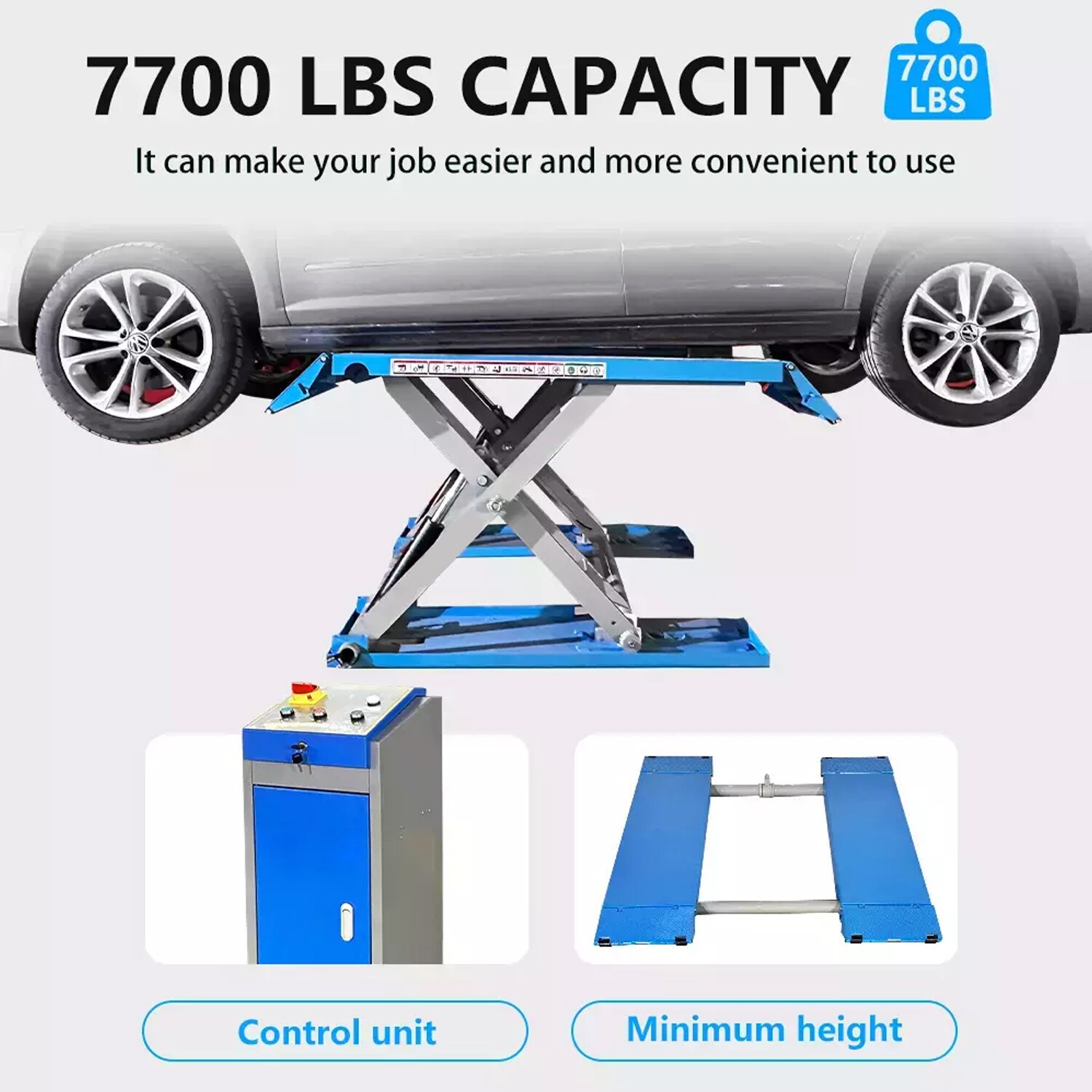 110V Rise Scissor Lift 7700lbs pneumatic Release Auto Lift Car Lift