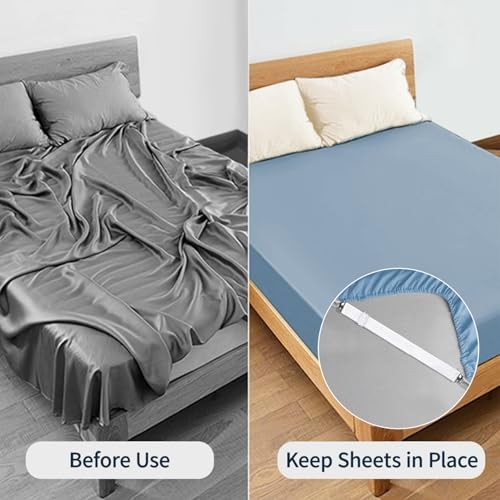 Bed Sheet Straps, Adjustable Elastic Fitted Sheet Corner White 4pcs 4pcs-white