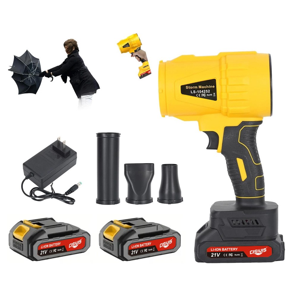 Cordless Handheld Turbo Blower Variable Speed Leaf Blower Nozzle w/ 2x Batteries