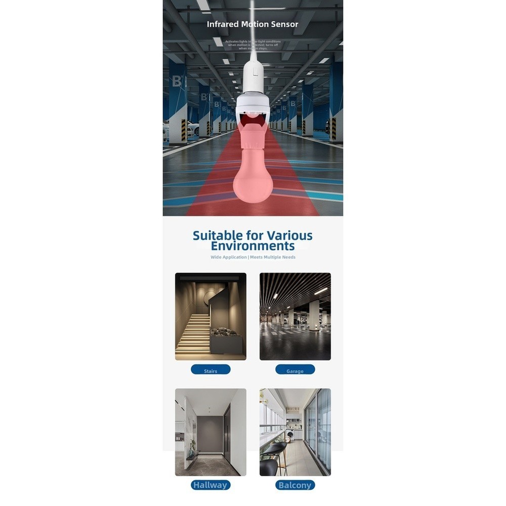 E27 Infrared Sensor Light Bulb Holder with Automatic Smart Switch for LEDs