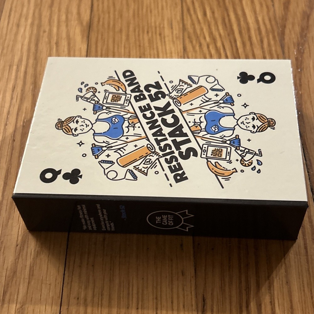 Stack 52 Resistance Band Exercise Cards Workout Game With Box