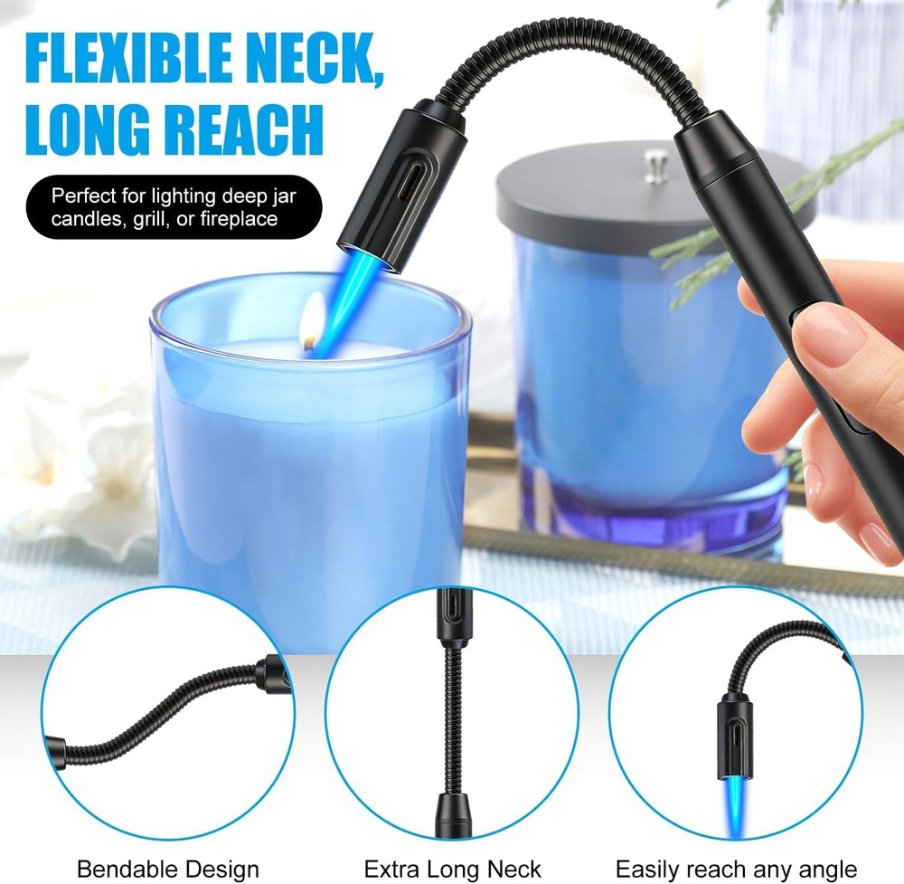 Long Grill Lighter,Refillable Butane,Windproof Flexible with Visual Fuel Wind...