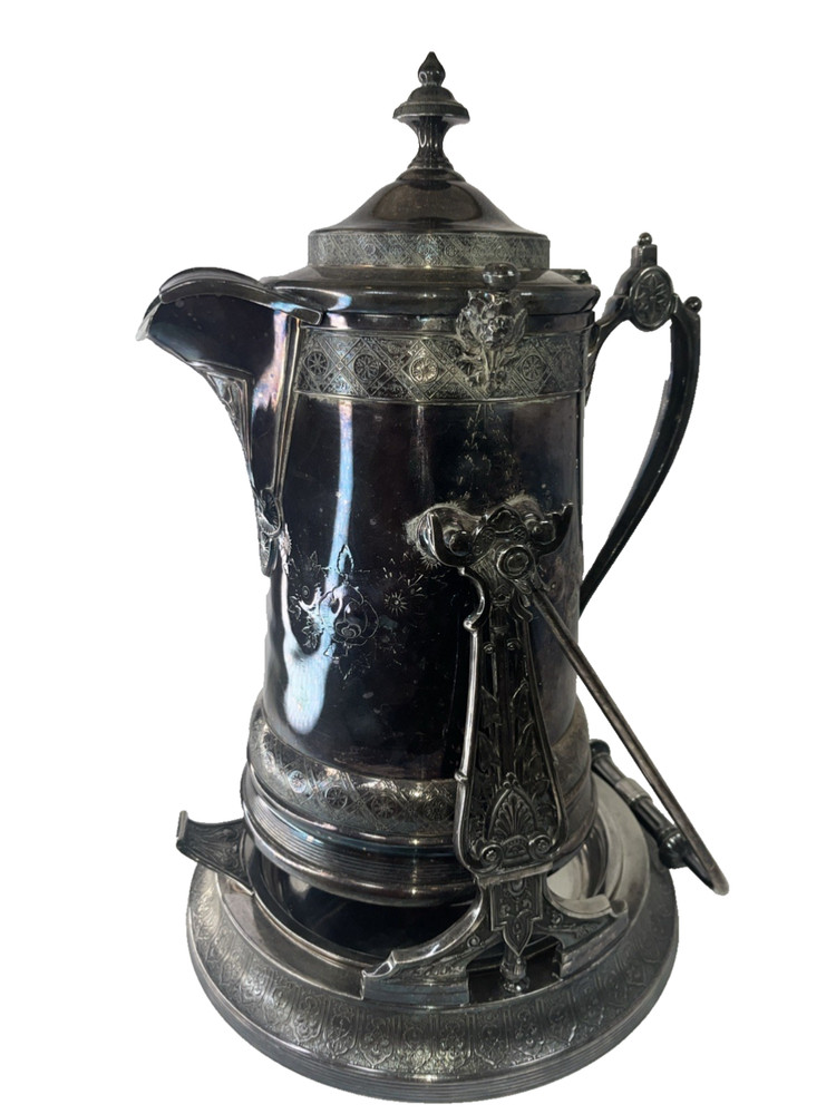Antique Reed & Barton SilverPlate Tilting Water Pitcher on Stand & Nice Liner