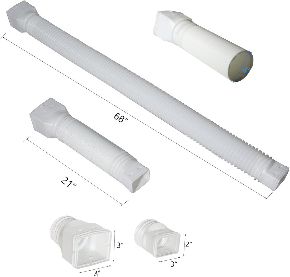 White-2Pack Rain Gutter Downspout Extensions Flexible, Drain Downspout Extender,