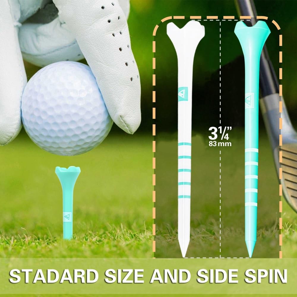 Premium Plastic Golf Tees with Mark System, Unbreakable, 60Pack, Size 31/4" &