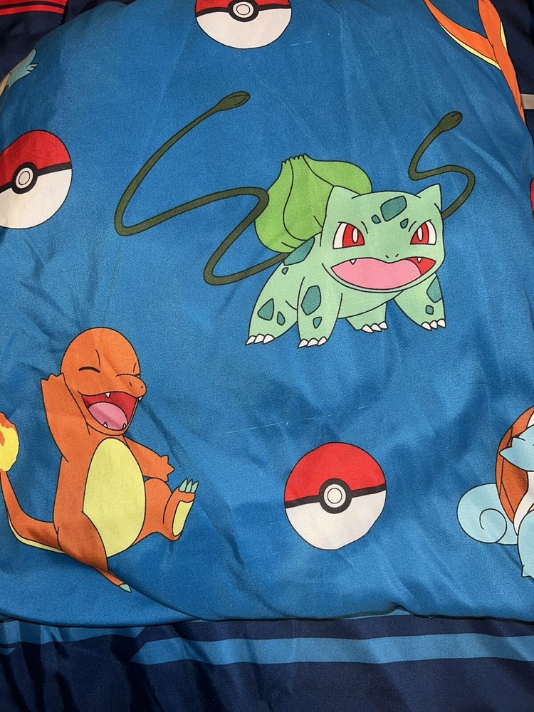 Pokemon Twin Size Comforter & Sheet Set Reversible 5 PCS Pickachu Small Flaws