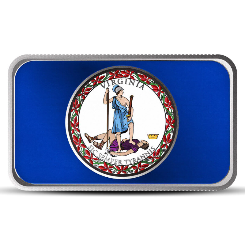 1 oz Virginia State Flag Silver Bar (Colored)