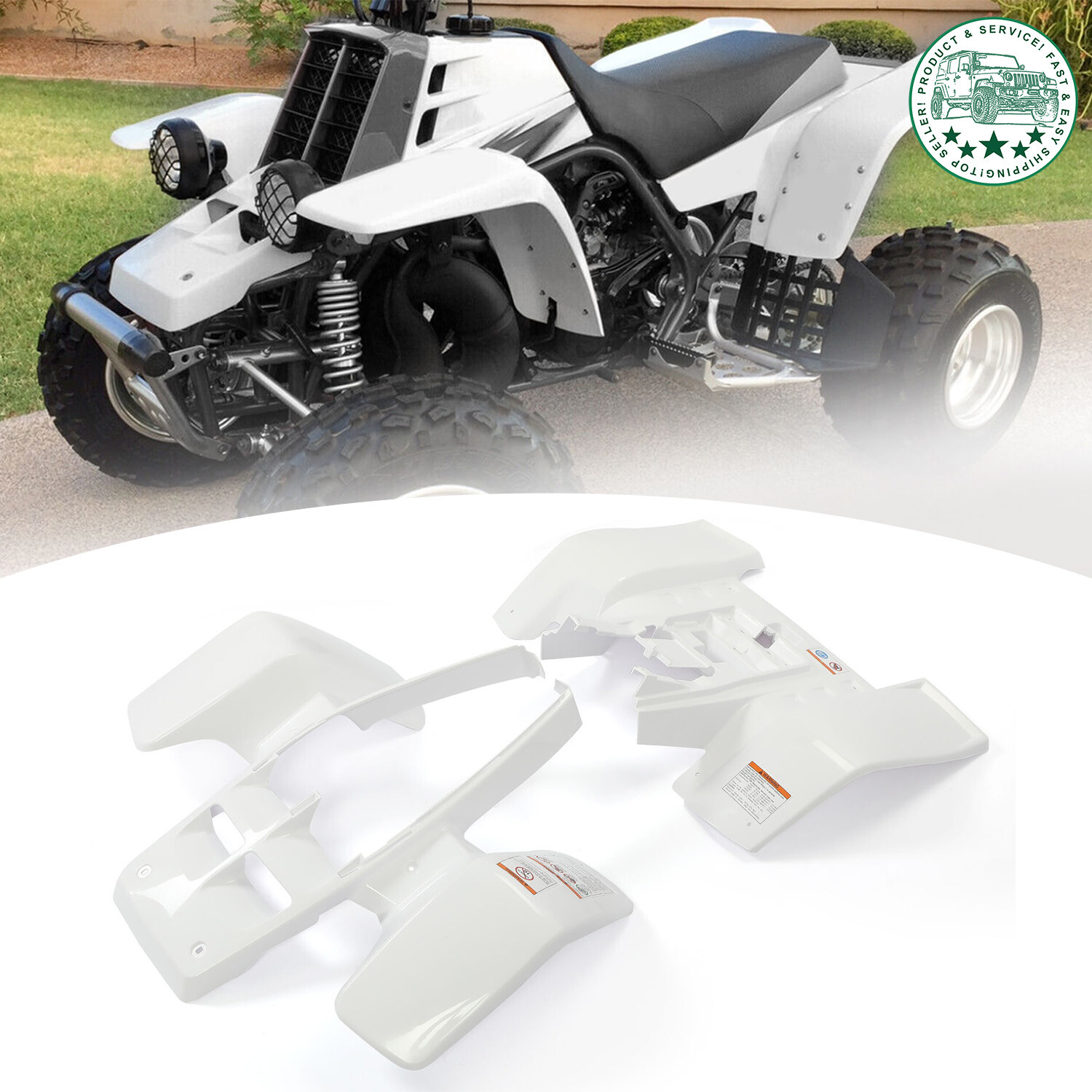 One Set White Front & Rear Fender Plastic Body For Yamaha Banshee 350 1987-2006
