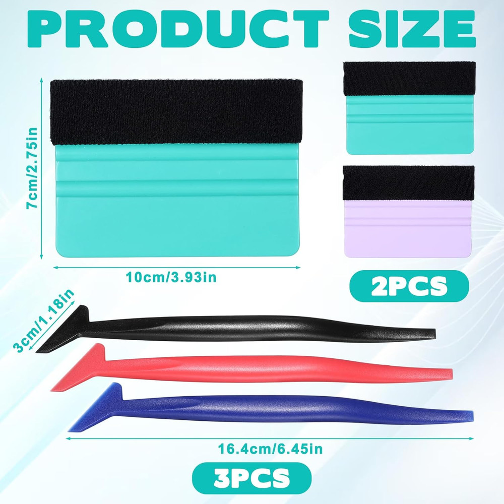 5 Pack Vinyl Squeegee Tool Set, Small Squeegee for Vinyl 2 Pcs Plastic Felt Sque