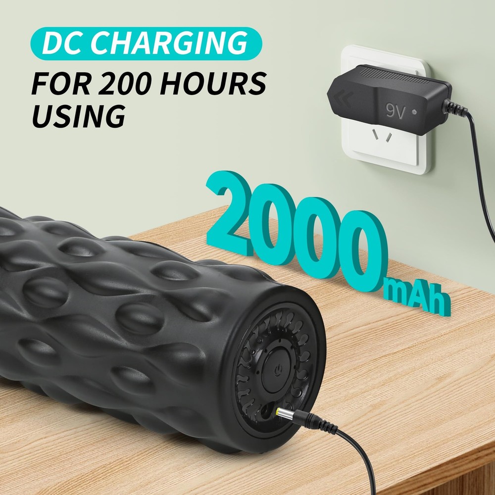 High-Density Vibrating Foam Roller Black with 4 Customizable Speeds for Deep ...