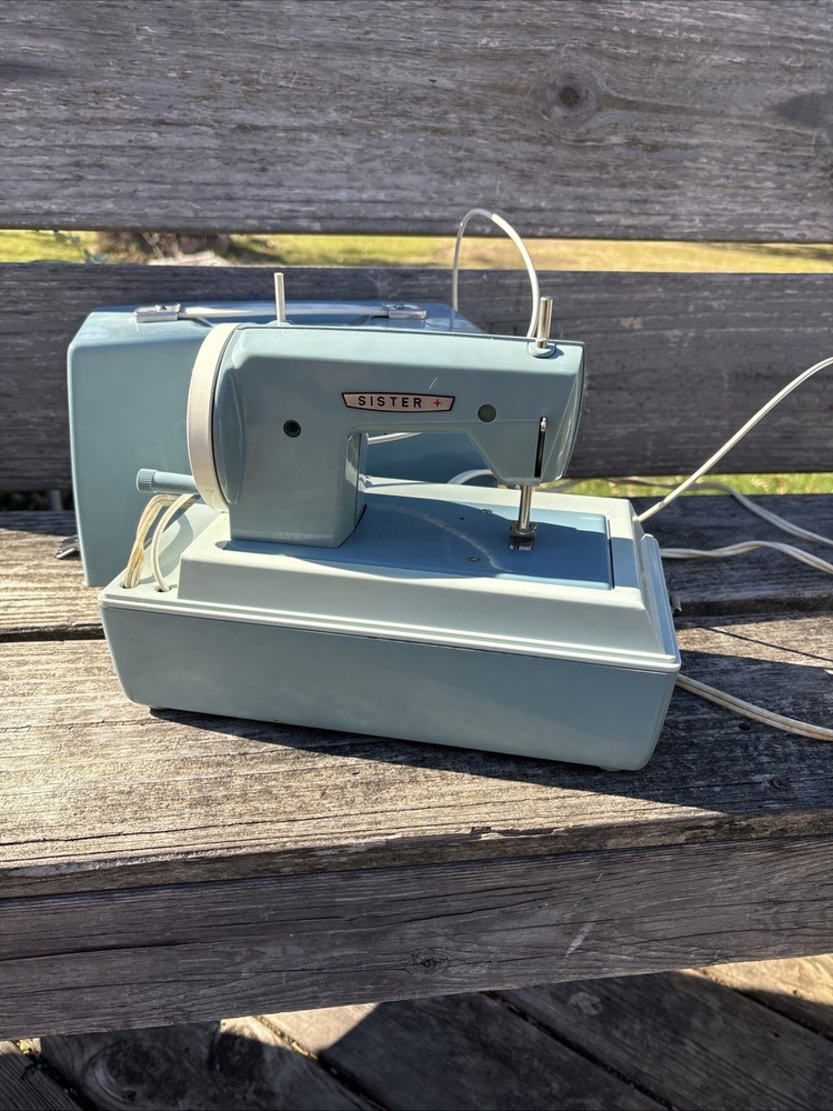 Sisters Electic Mini Sewing Machine Blue In Case Parts Only
