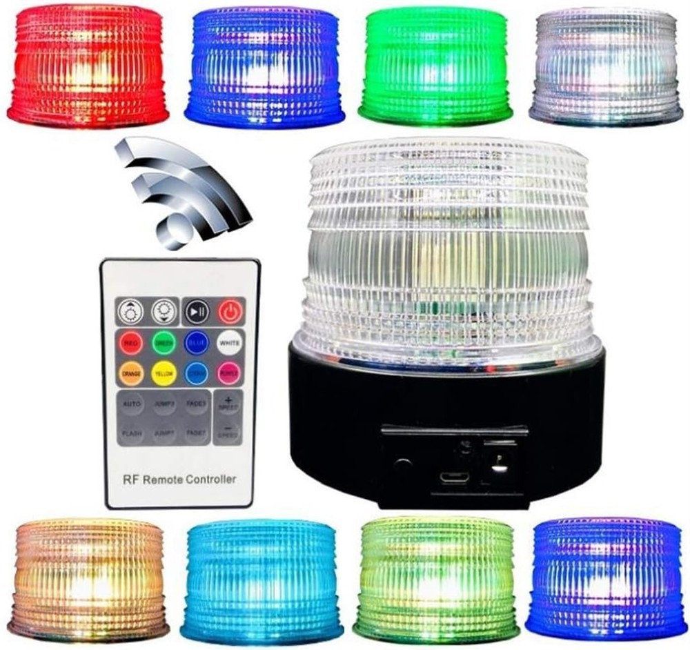 Rechargeable Magnetic LED Strobe Light with 8 Color Remote Control & High Vis...