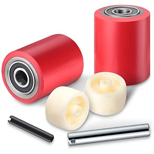 12 Pcs Pallet Jack Load Wheels Set with Bearings, Axles & Entry Exit Rollers - R
