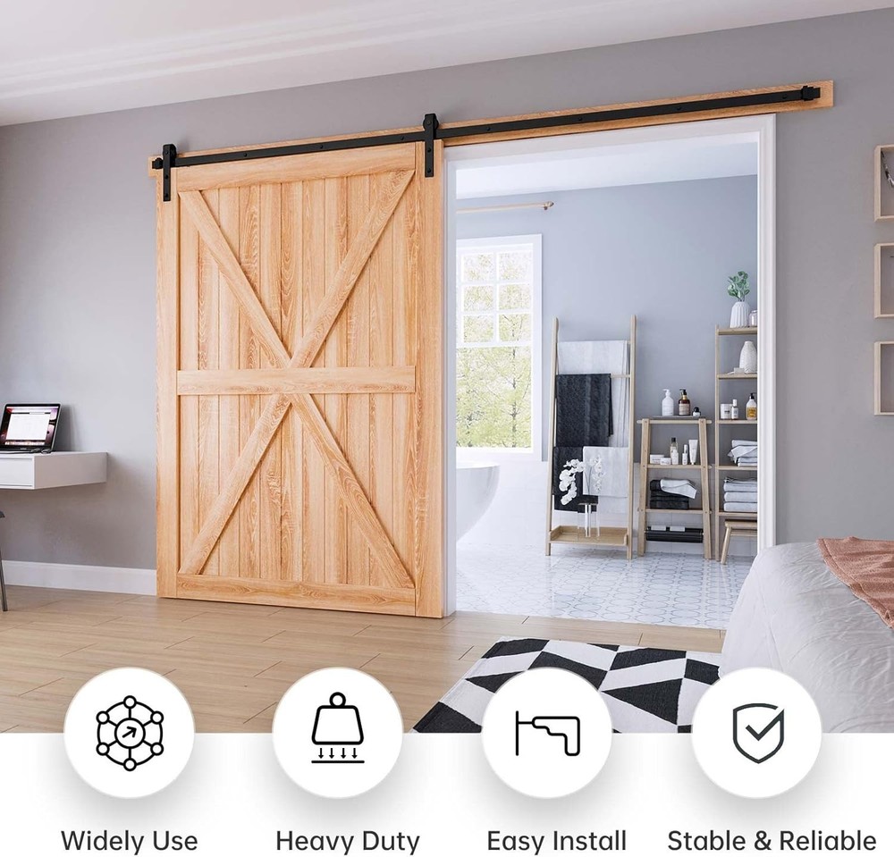 10FT Sliding Barn Door Hardware Kit - Smooth, Quiet Slide