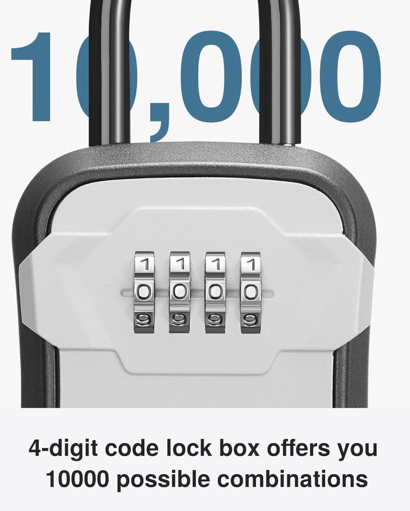 Lock Box, Key Lock Box Wall Mount & Portable Combination Lockbox with Resettable