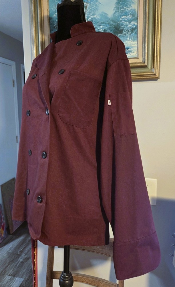 Uncommon Threads Size L Unisex Burgundy Red Chef Jacket