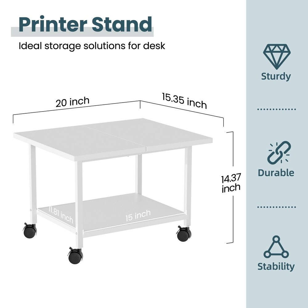 SwaaVee Printer Stand with Storage Under Desk Shelf, Desktop Printer Stand Or...