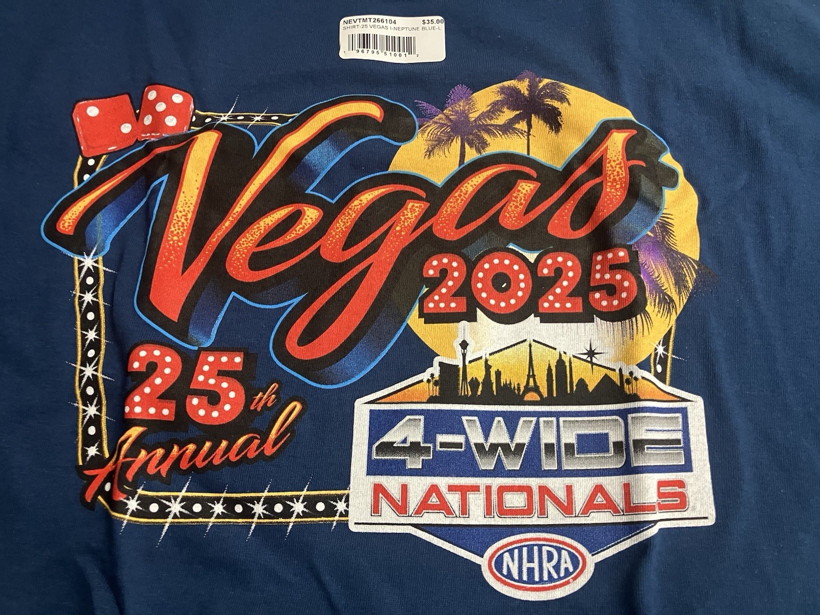 NHRA DRAG RACING OFFICAL 2025 LAS VEGAS 4 WIDE NATIONALS EVENT SHIRT SIZE LARGE