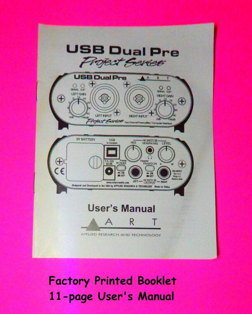 NEW Art USB Dual Pre-Amp, TWO-Channel Pre Amp Computer Interface Project Series