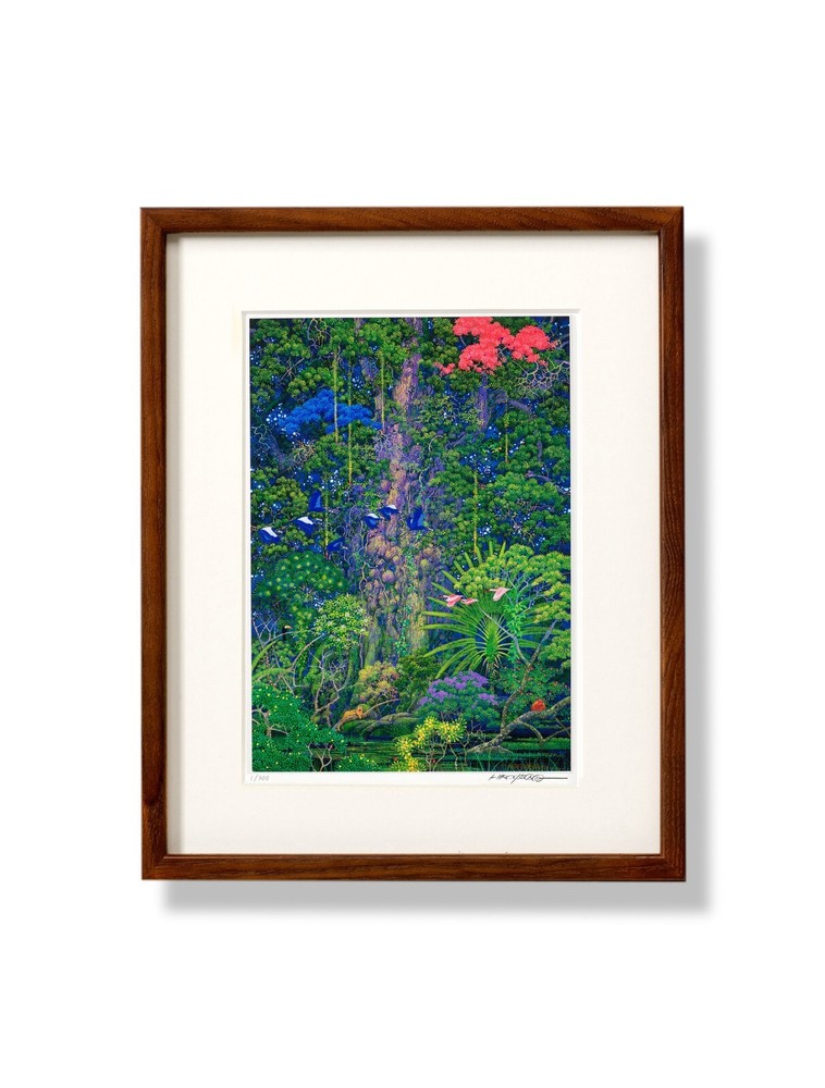 Hiroo Isono Art Emerald Forest 320ｘ260ｍｍ w/frame Printmaking
