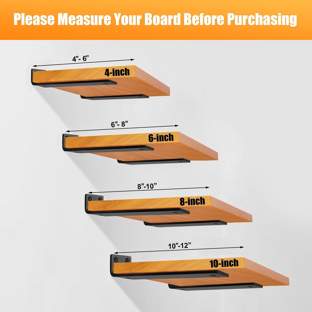 6" Hidden Floating Shelf Brackets Heavy Duty L Brackets with Hardware 6PCS