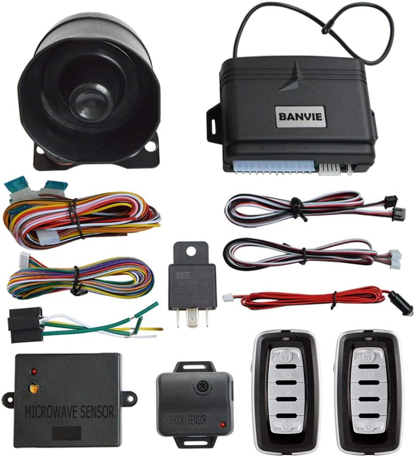 Car Alarm System, Security Antitheft Alarm Systems with Keyless Entry, with Micr