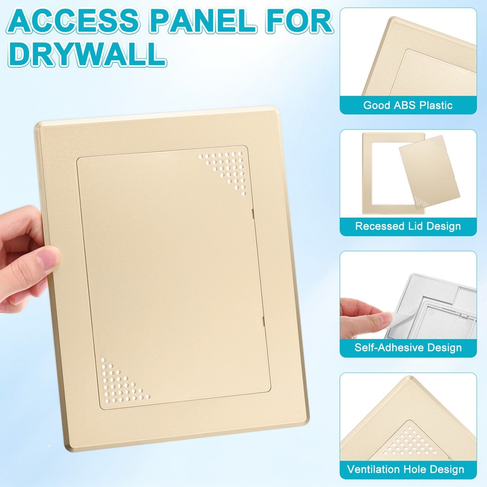 2-Pack Access Panel for Drywall, 7x5" Plastic [Gold Tone, Vented Rectangle]