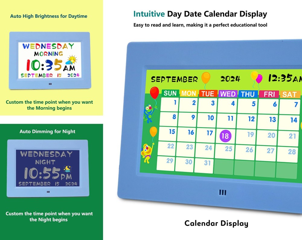 MASSII 2025 Digital Teaching Clock Talking Time, 24 Alarms Custom Reminders, ...