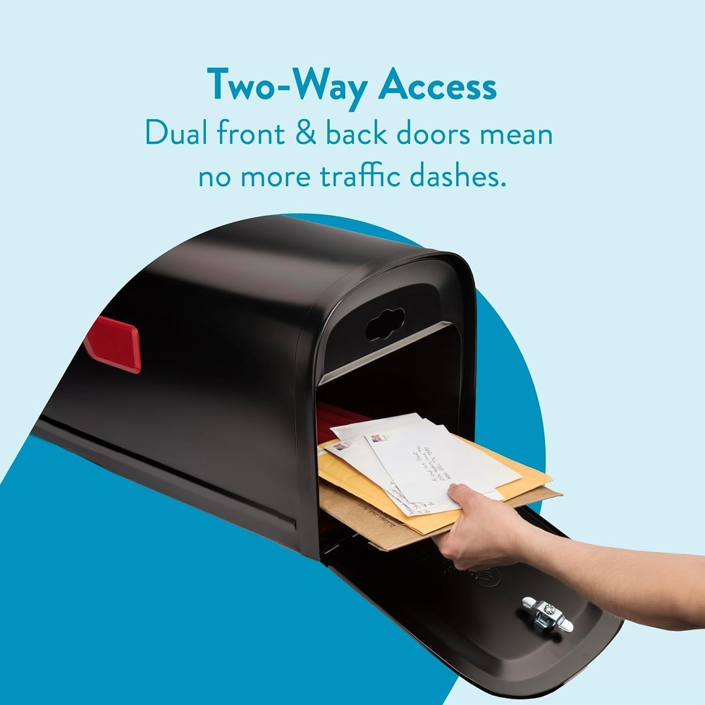 Modern Black Post Mount Mailbox - Locking Feature & Secure Access Design