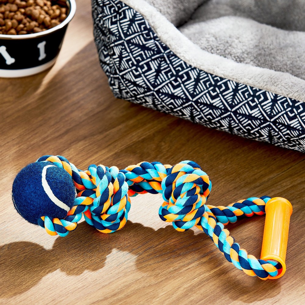 Rope Toy Blue Medium For Moderate Chewers Durable Cotton Interactive