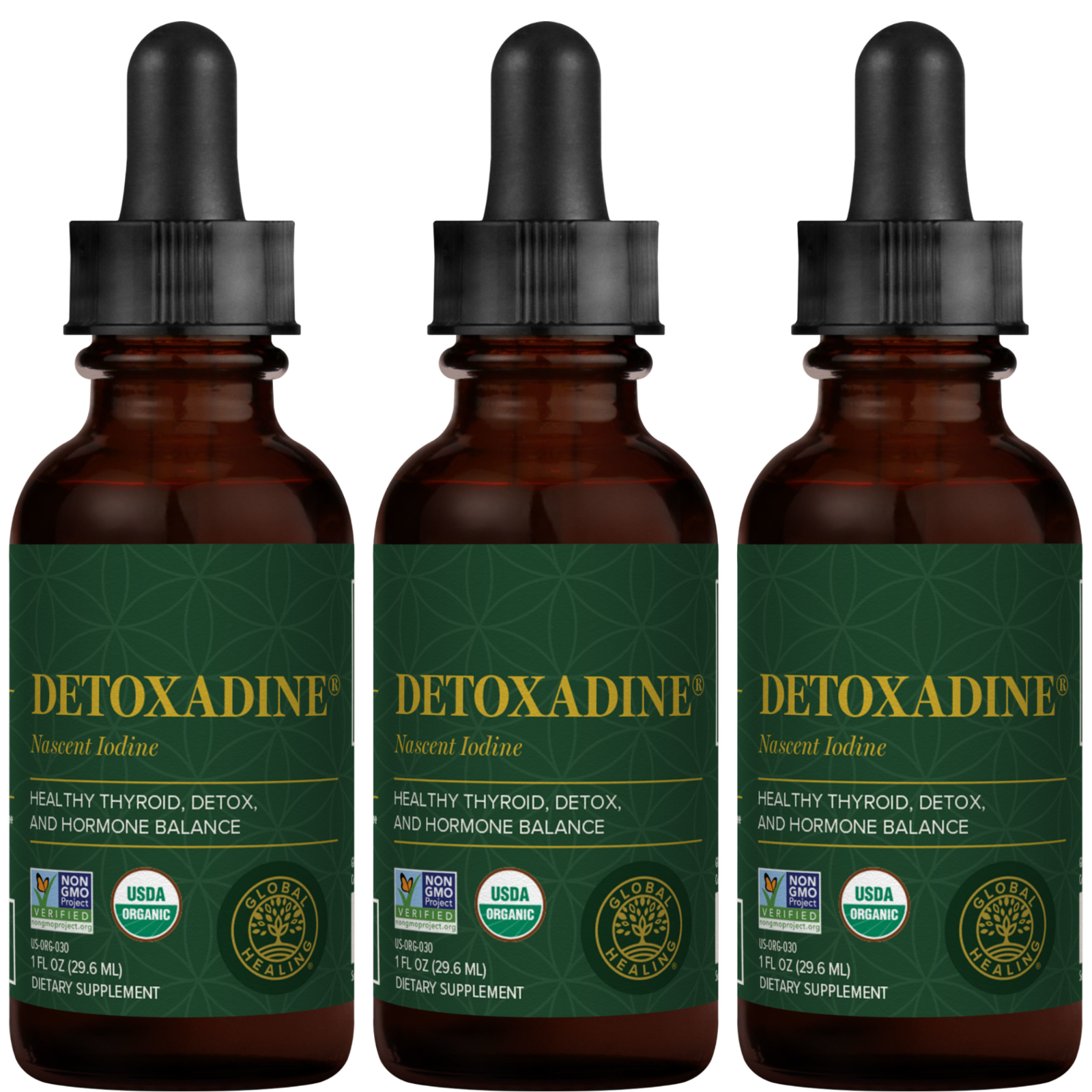 Global Healing Detoxadine, Organic Nascent Iodine Supplement, 1950 mcg (3-Pack)