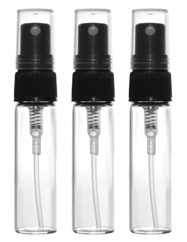 Travel Perfume Atomizer, Empty Refillable Glass Bottle, Black Sprayer 4ml 1/8 oz