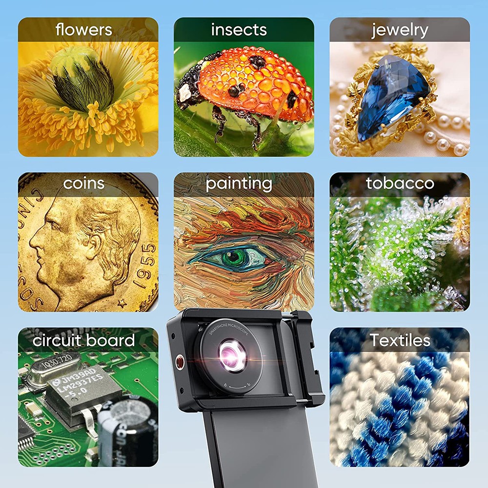Phone Macro Lens 100X Magnification Microscope for Android/iPhone with LED Light